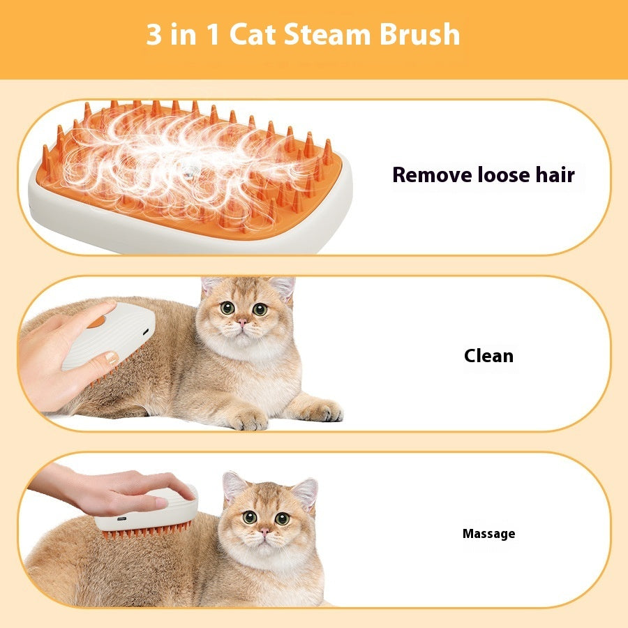 Pet Grooming Steam Brush with Massage Comb