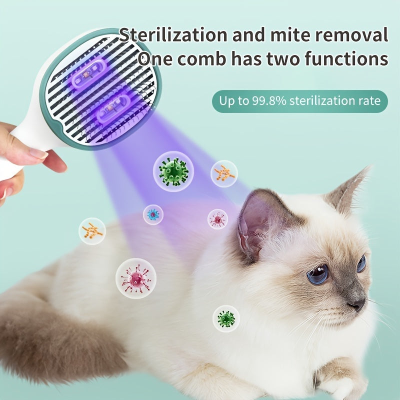 Self-Cleaning Pet Grooming Comb with UVC Sterilization