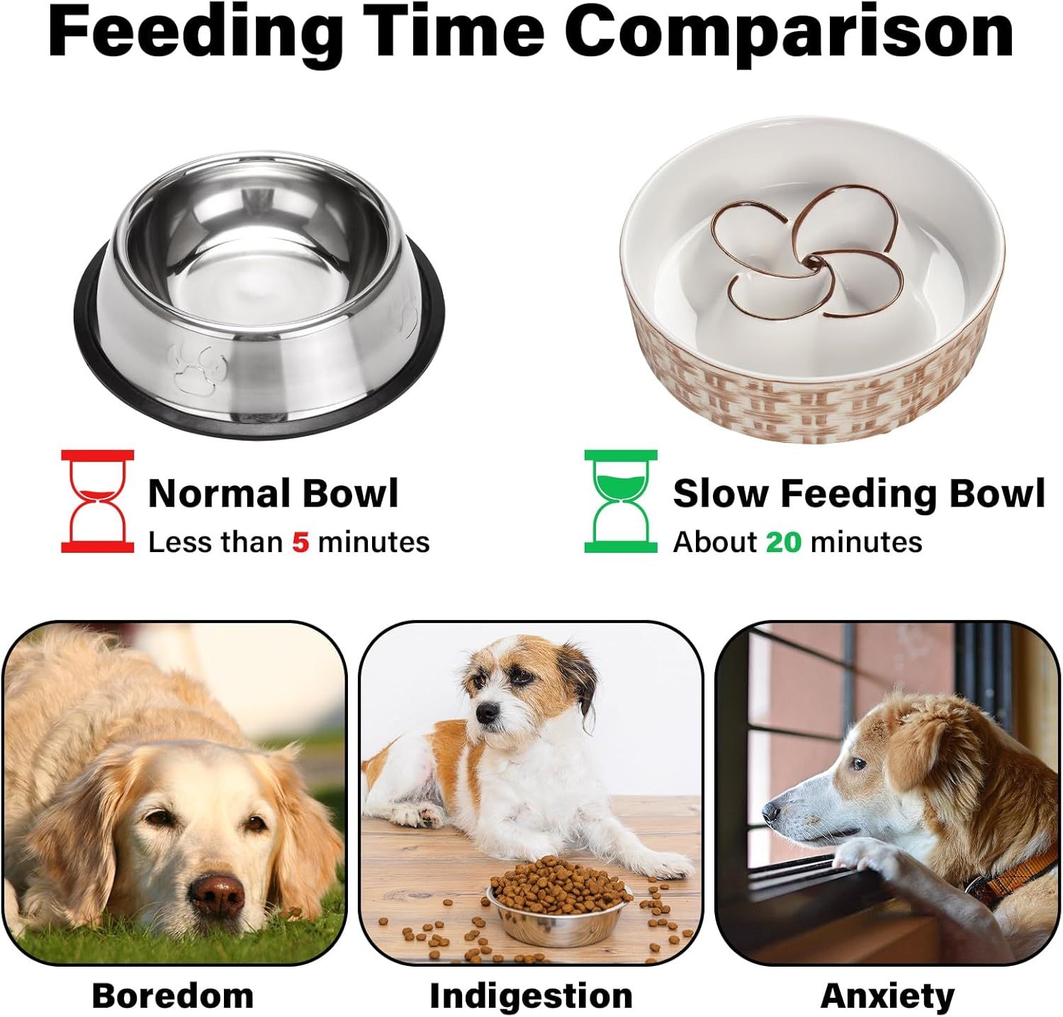 Slow Feeder Ceramic Bowl for Calm, Healthy Dog Eating