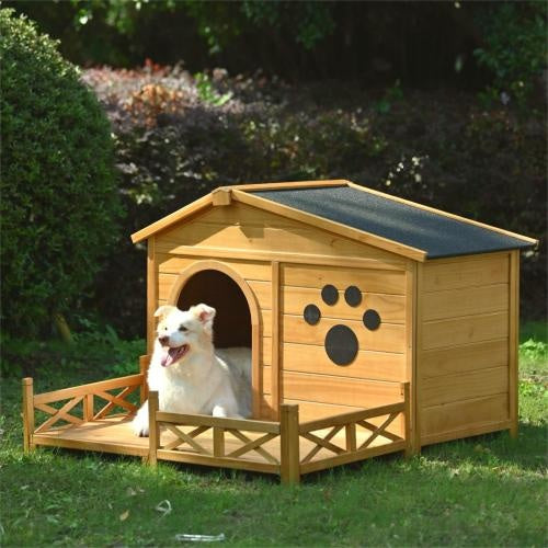8" Wooden Dog House with Porch and Roof