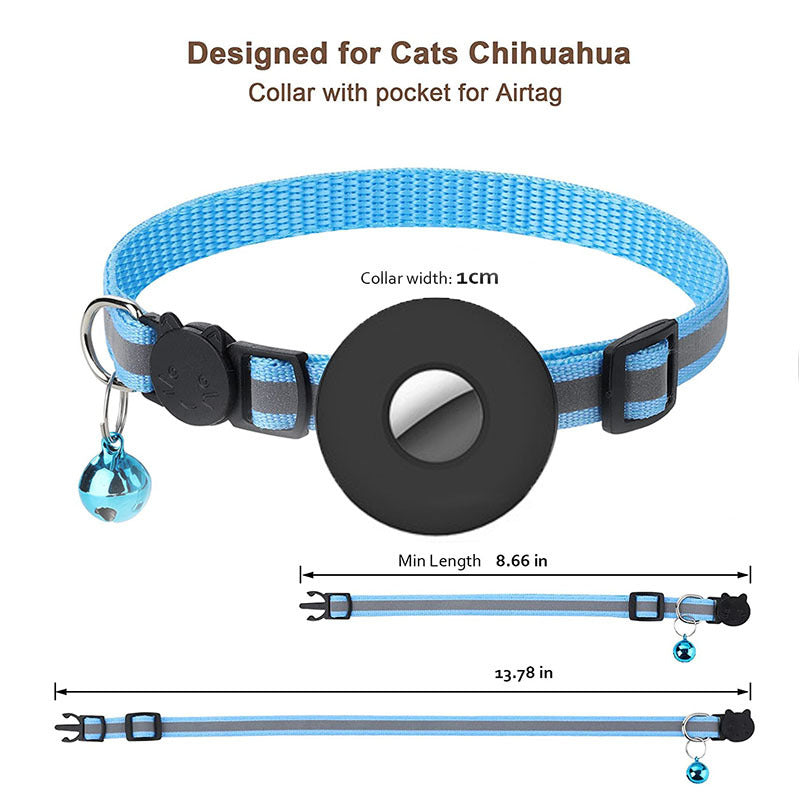 Dog and Cat Collar with Airtag and Reflective Strap