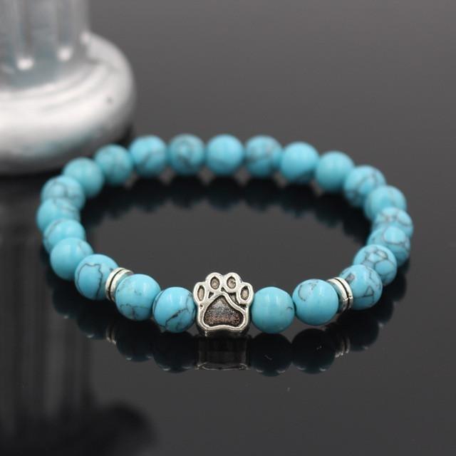 Natural Stone Memorial Dog Paw Bracelet