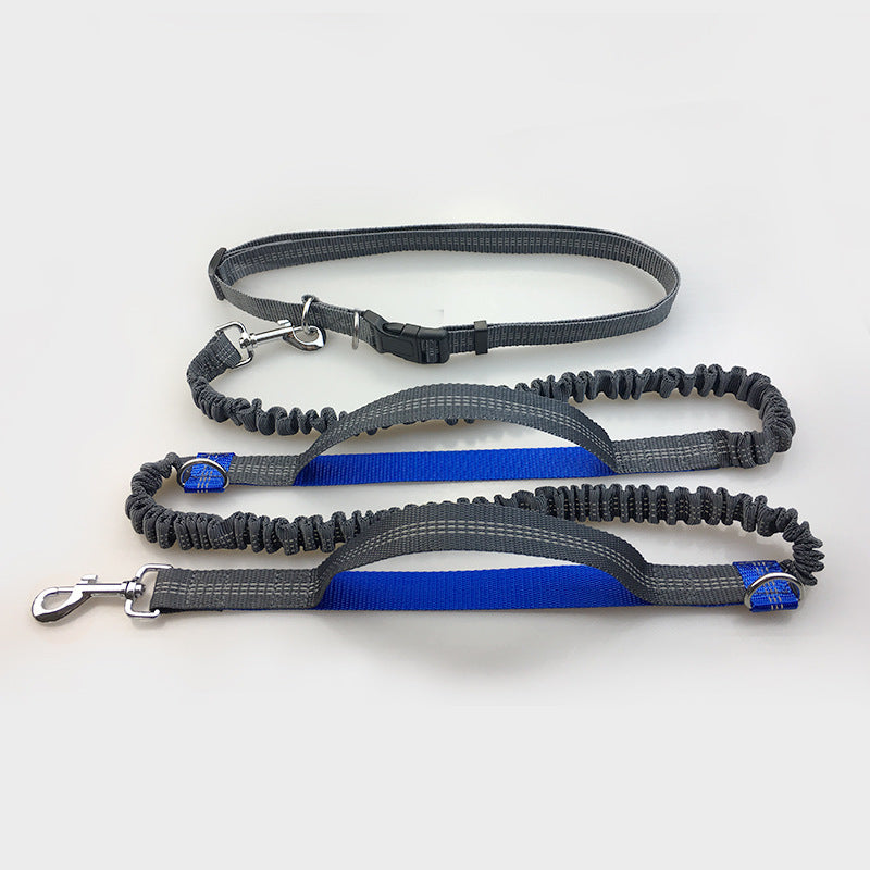 Multi-Function Reflective Dog Running Leash with Double Elastic