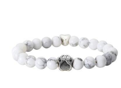 Natural Stone Memorial Dog Paw Bracelet