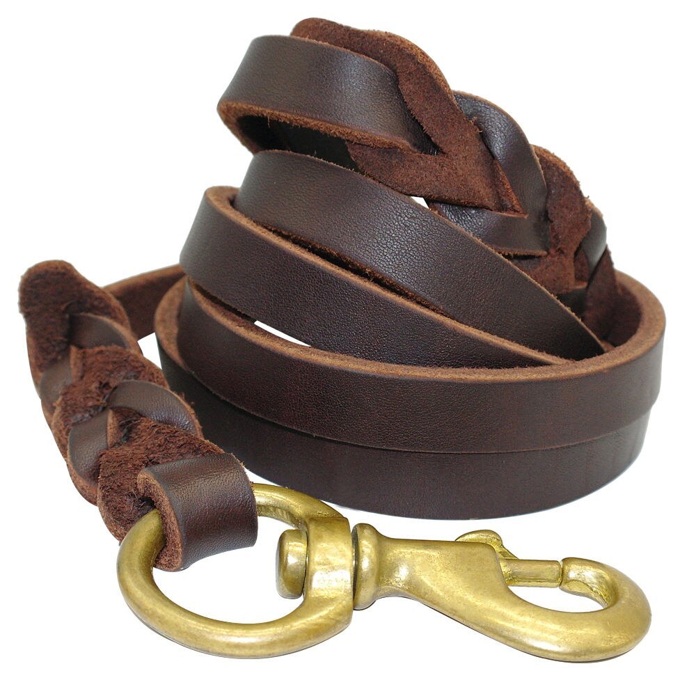 Genuine Leather Dog Leash for Large Dogs