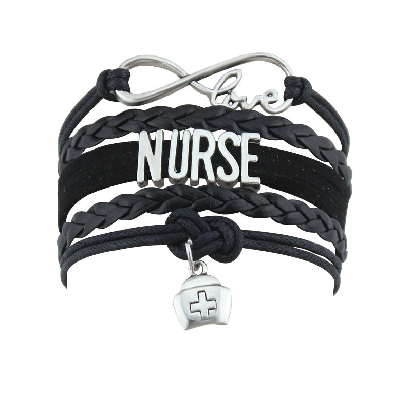 Alloy dog paw pendant braided bracelet