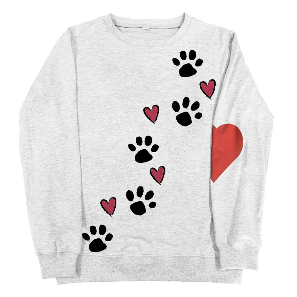 Round neck dog paw print sweatshirt