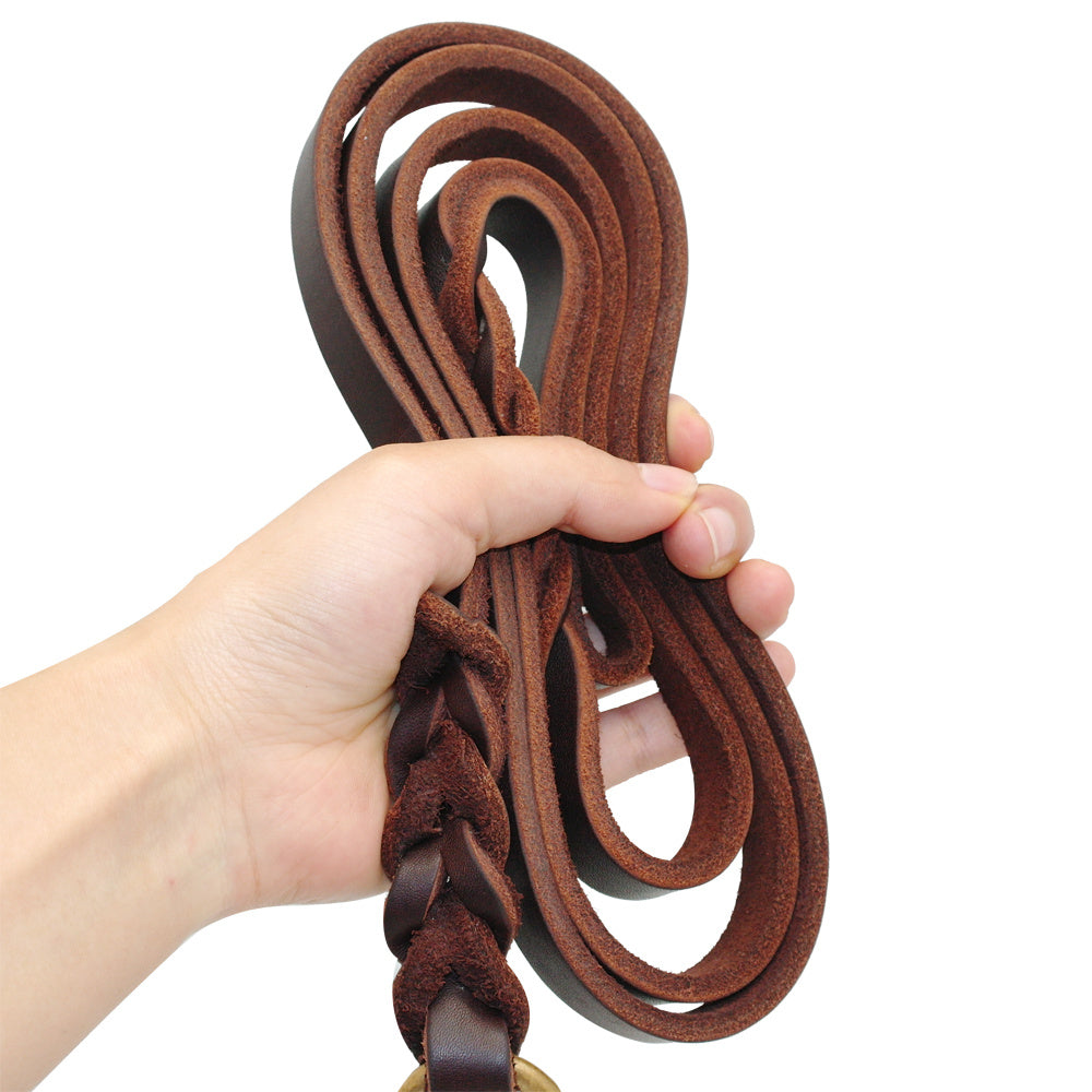 Genuine Leather Dog Leash for Large Dogs