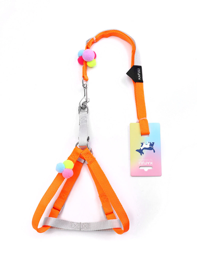Colorful Fluffy Ball Cat Harness with Leash