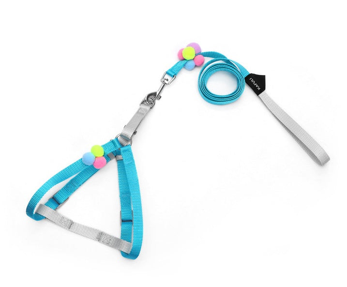 Colorful Fluffy Ball Cat Harness with Leash
