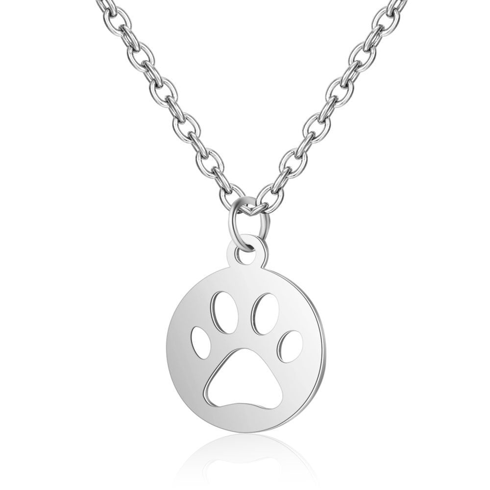 Titanium Steel Dog Paw Cat Paw Hollow Paw Print Diy Necklace