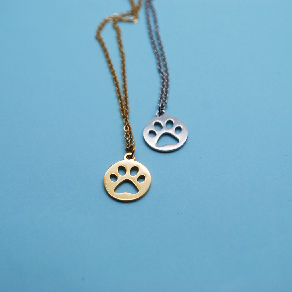 Titanium Steel Dog Paw Cat Paw Hollow Paw Print Diy Necklace