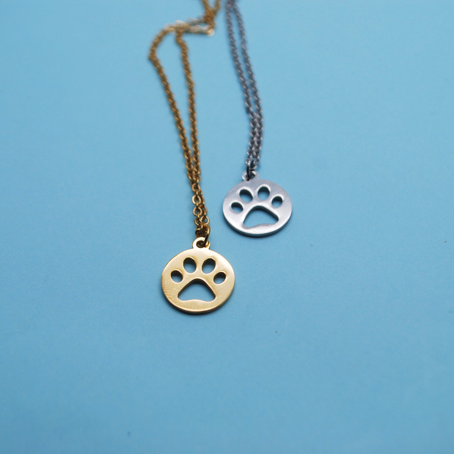 Titanium Steel Dog Paw Cat Paw Hollow Paw Print Diy Necklace