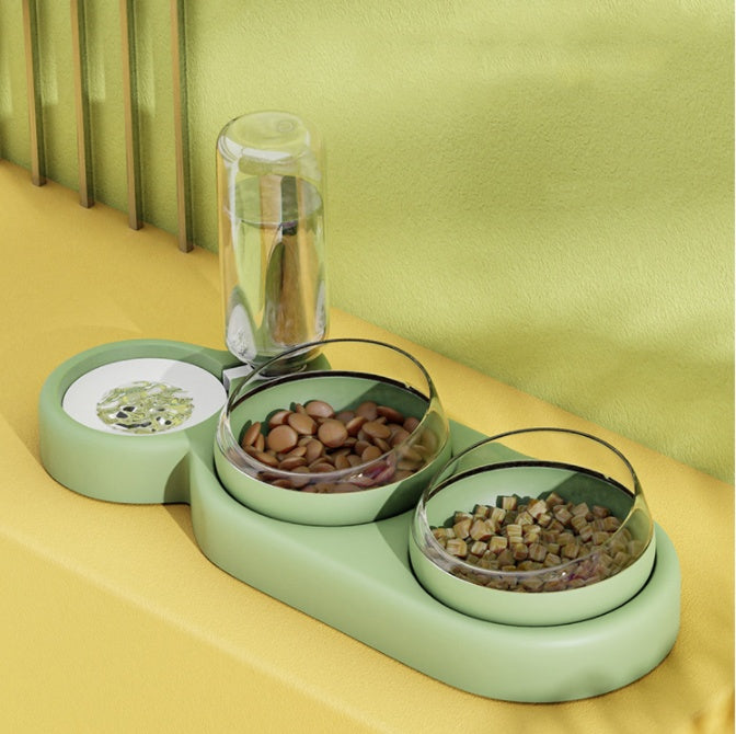 Raised Pet Feeding Stand with Water Fountain