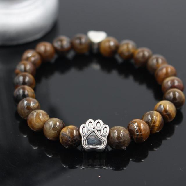 Natural Stone Memorial Dog Paw Bracelet