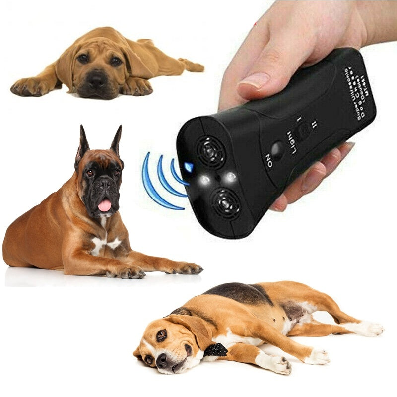 3-in-1 Ultrasonic Dog Trainer with LED Flashlight