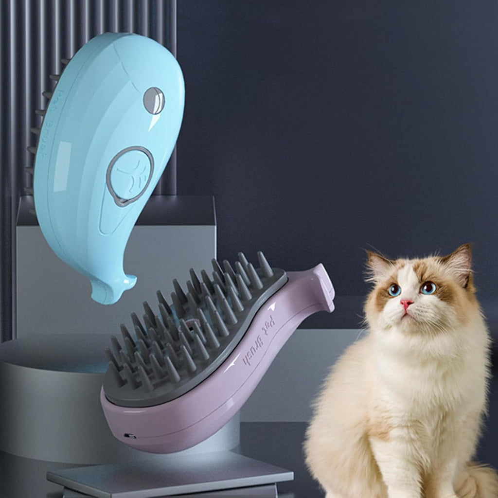 3-in-1 Whale-Shaped Cat Steam Brush