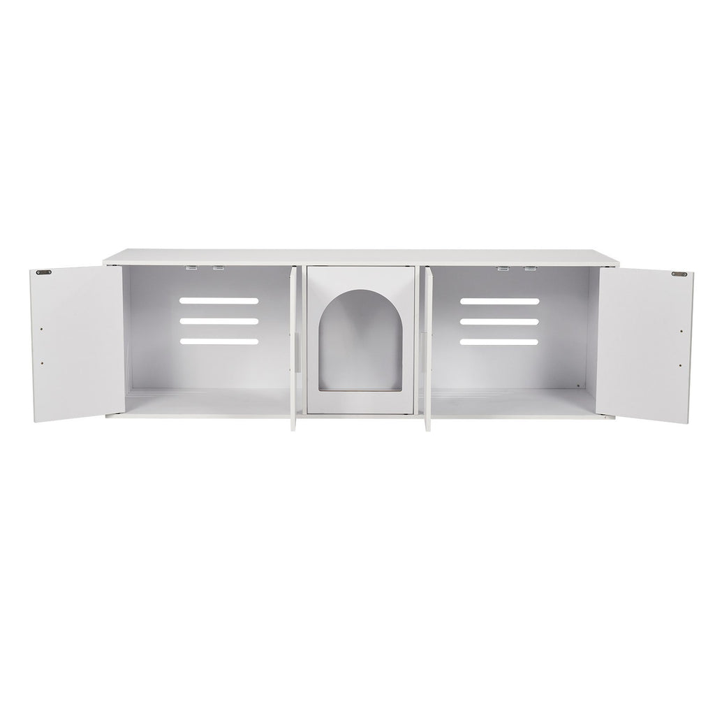 Stylish White Wooden Cat Litter Box Cover