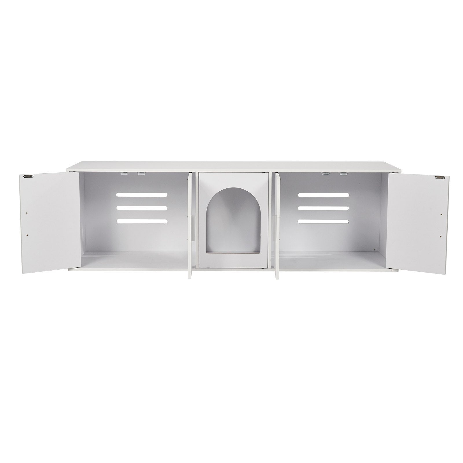 Stylish White Wooden Cat Litter Box Cover