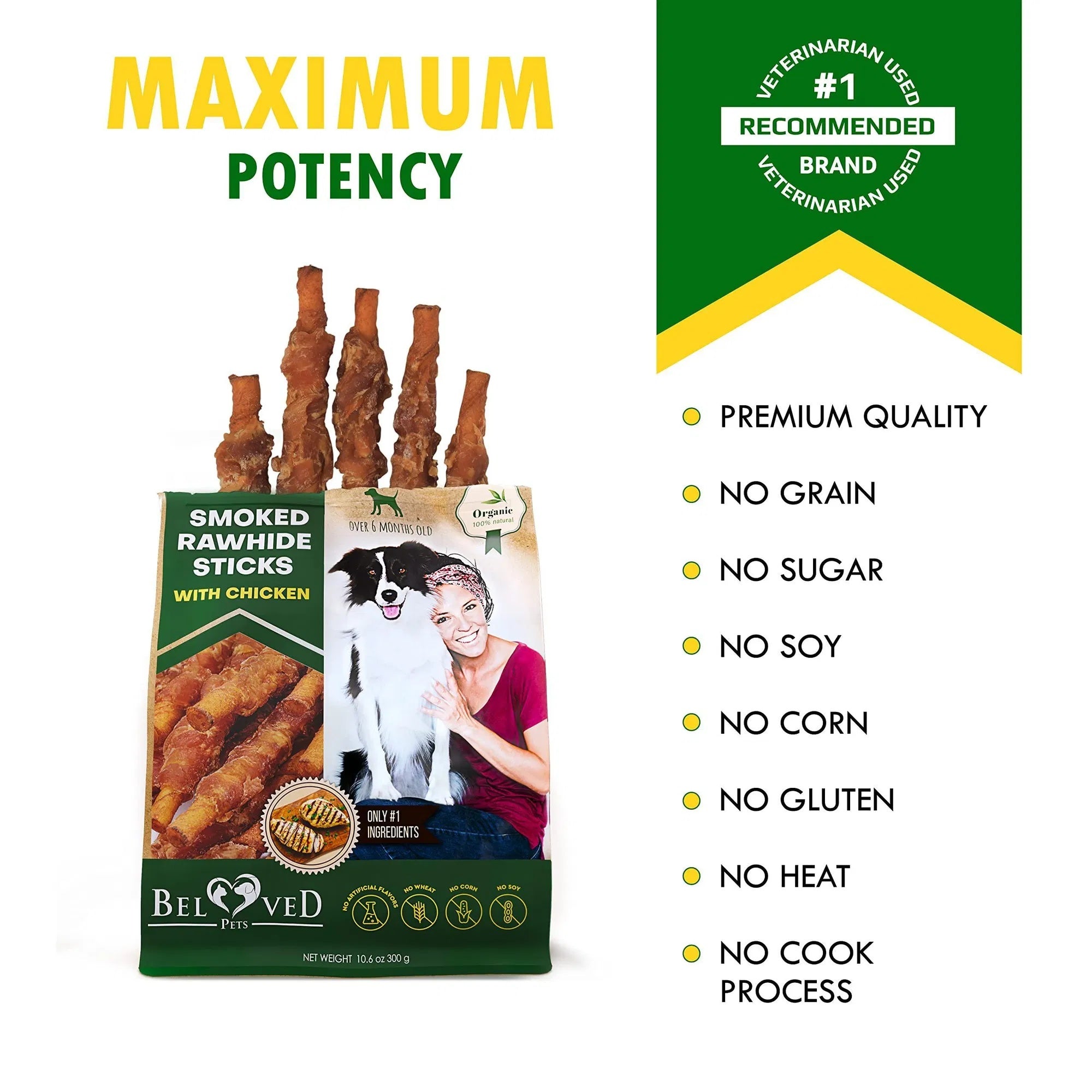 Organic Rawhide Chicken Sticks for Dogs – Grain-Free