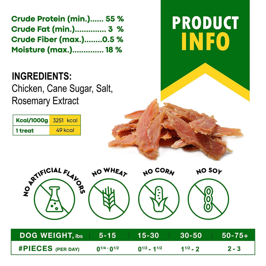 Chicken Jerky Dog Treats, Natural High Protein Snacks