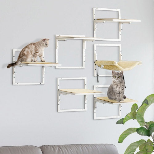 PawHut 6-Piece Modern Cat Wall Shelves