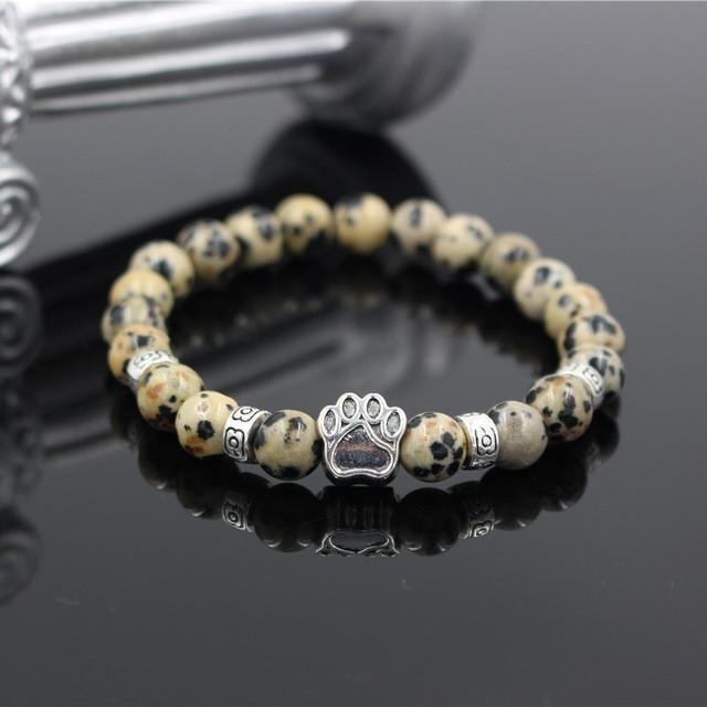 Natural Stone Memorial Dog Paw Bracelet