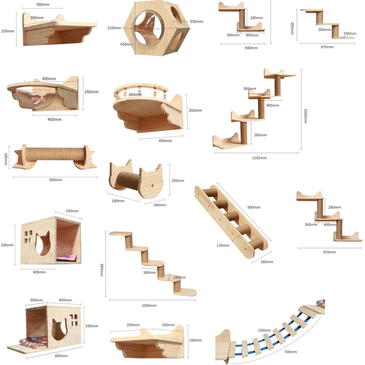 Wall-Mounted Cat Climbing Frame