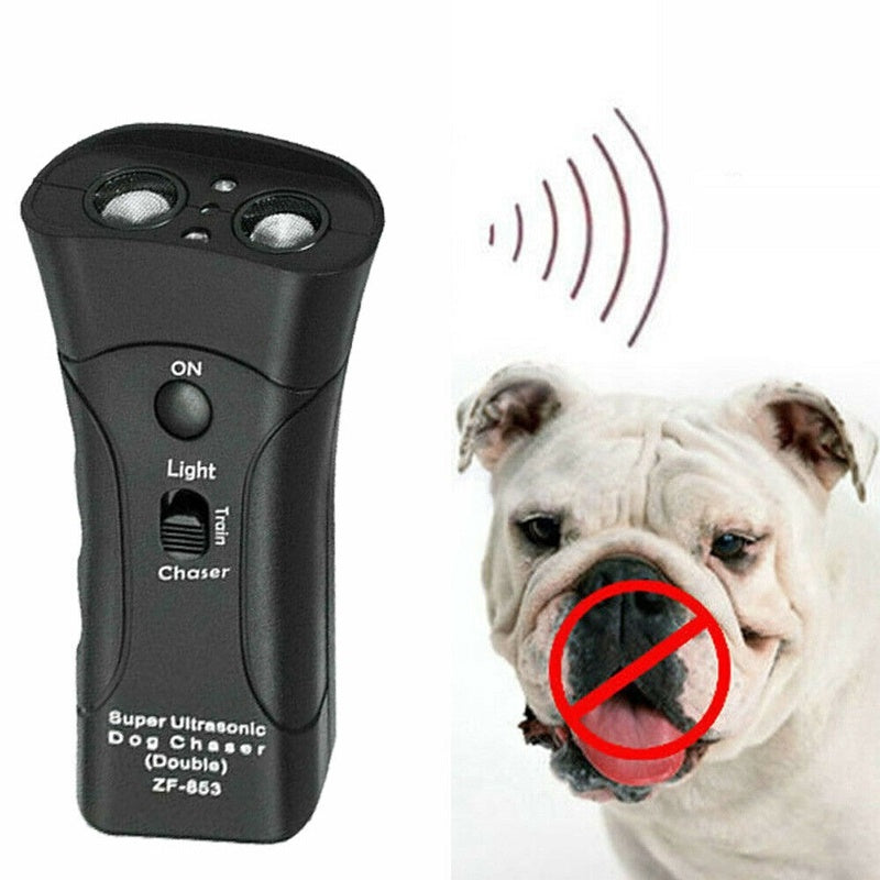3-in-1 Ultrasonic Dog Trainer with LED Flashlight