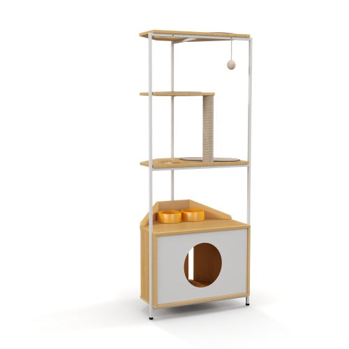 Cat Apartment with Feeding Station and Climbing Platform