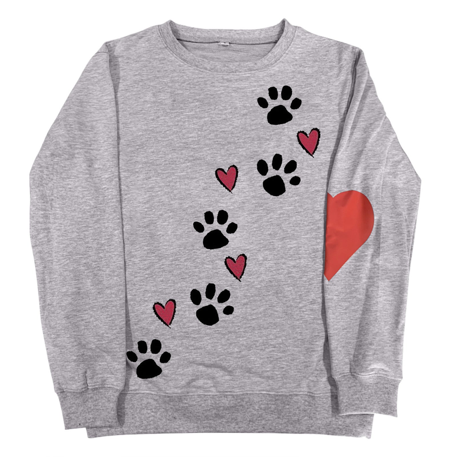 Round neck dog paw print sweatshirt