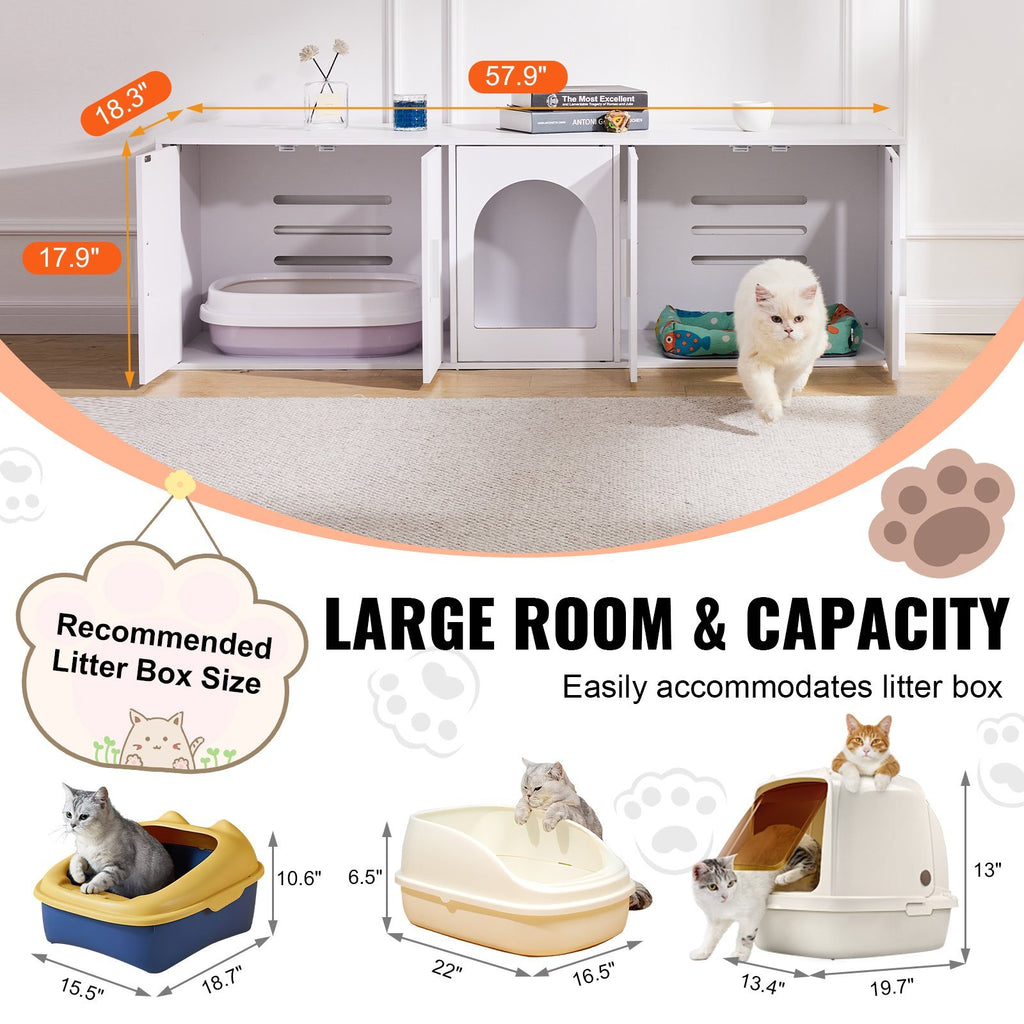 Stylish White Wooden Cat Litter Box Cover