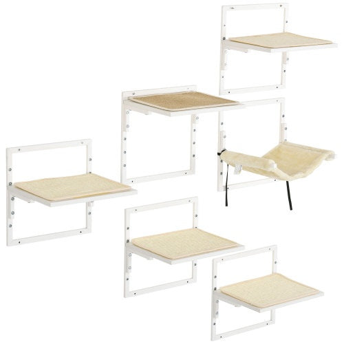 PawHut 6-Piece Modern Cat Wall Shelves