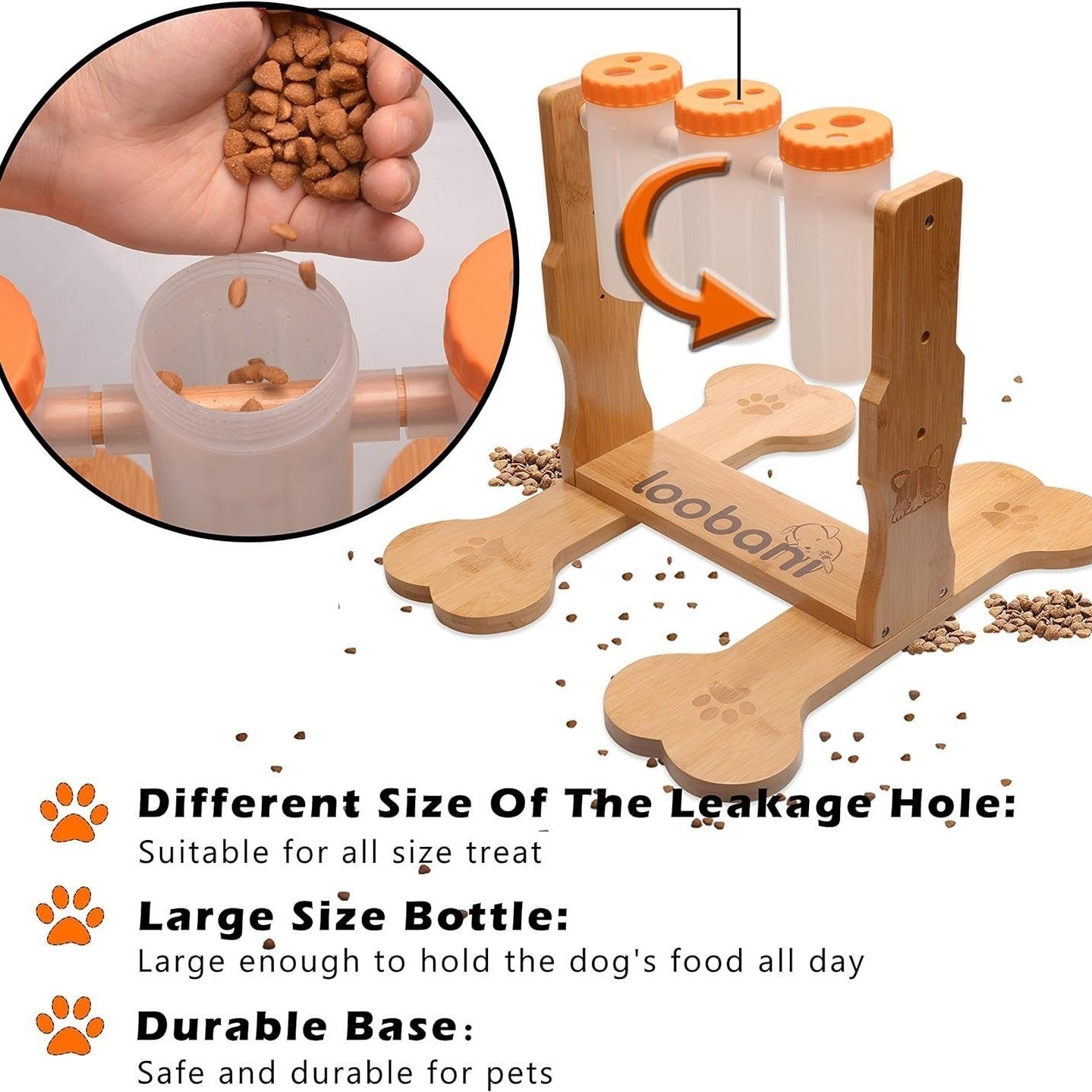 Wooden Dog Toy, Snack Dispenser & Puzzle Feeder