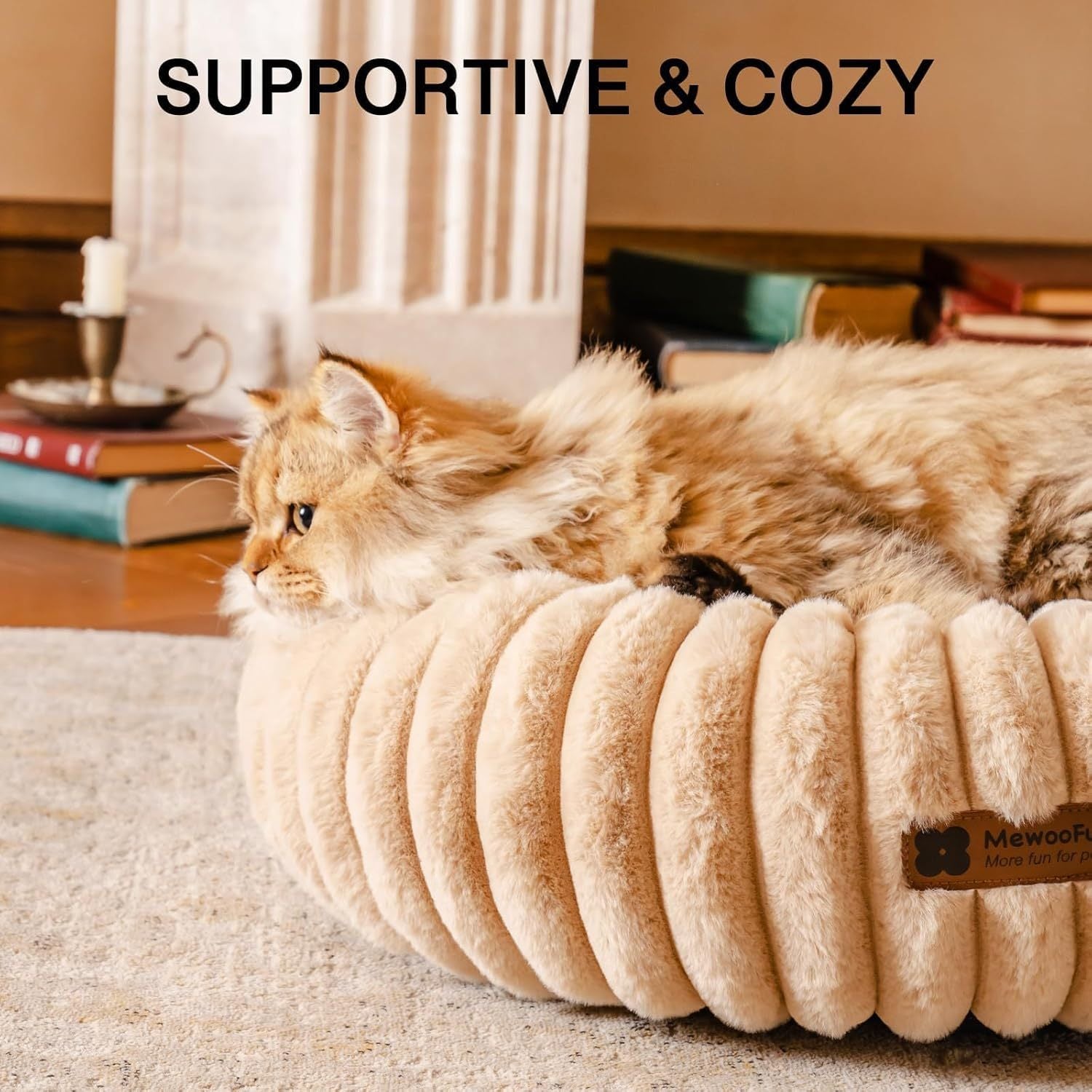 Round Calming Pet Bed for Cats and Small Dogs