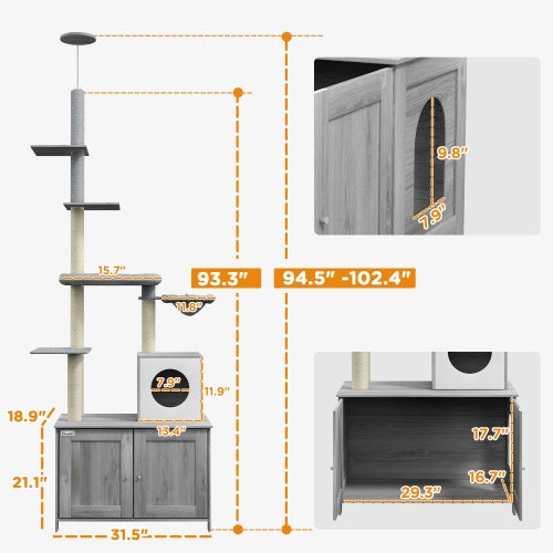 PawHut Cat Tree with Litter Box Enclosure