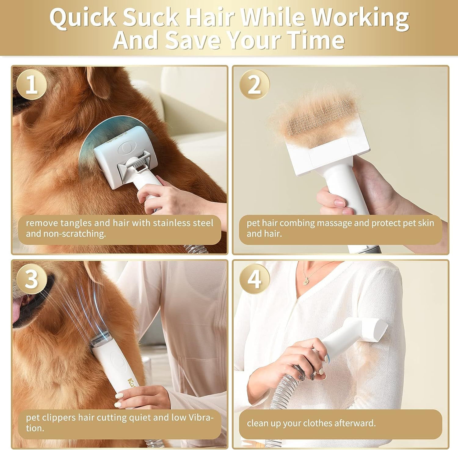 5-in-1 Pet Grooming Kit with Low Noise Vacuum