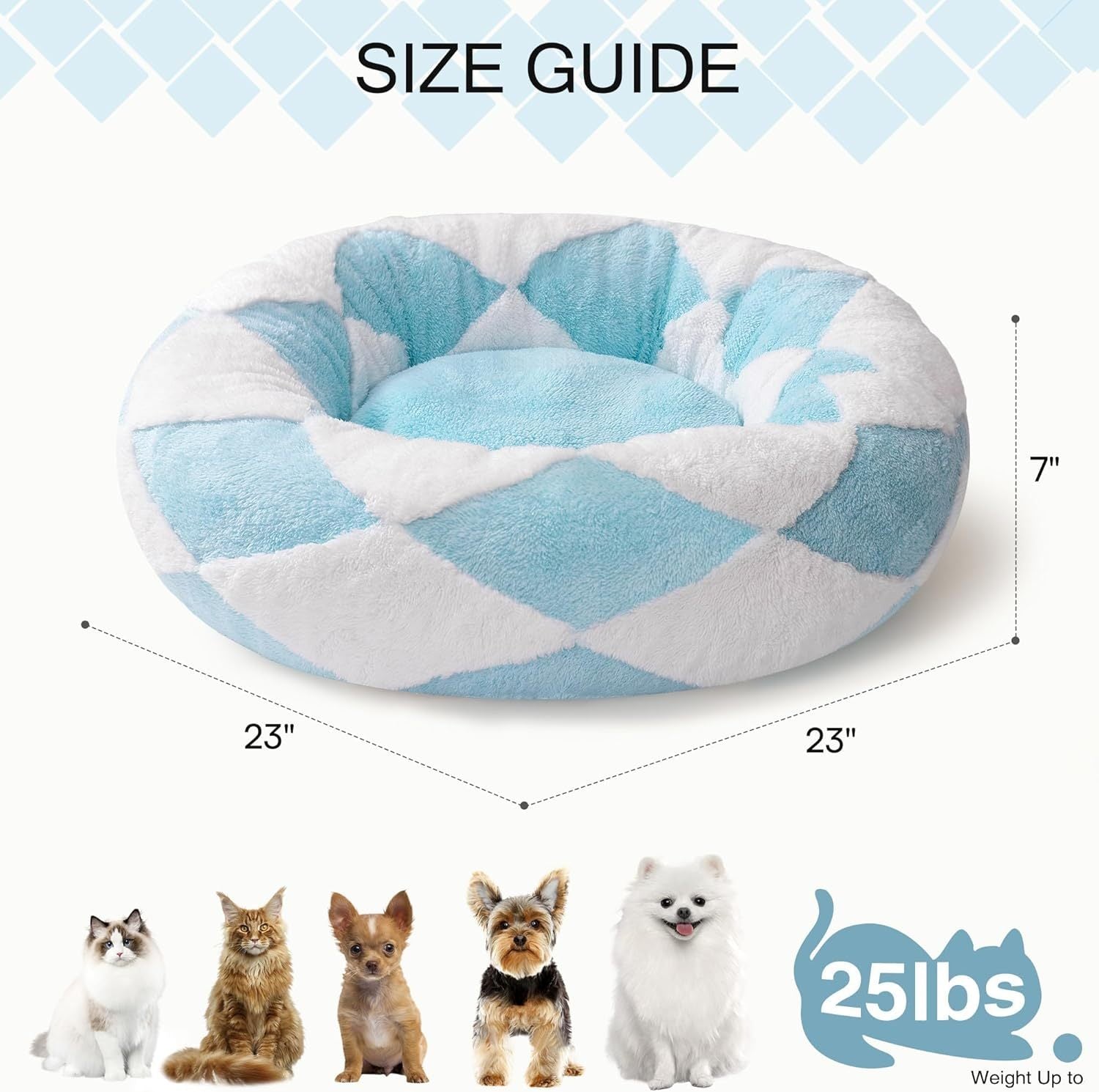 Fluffy Donut Dog Bed with Long Plush Cushion
