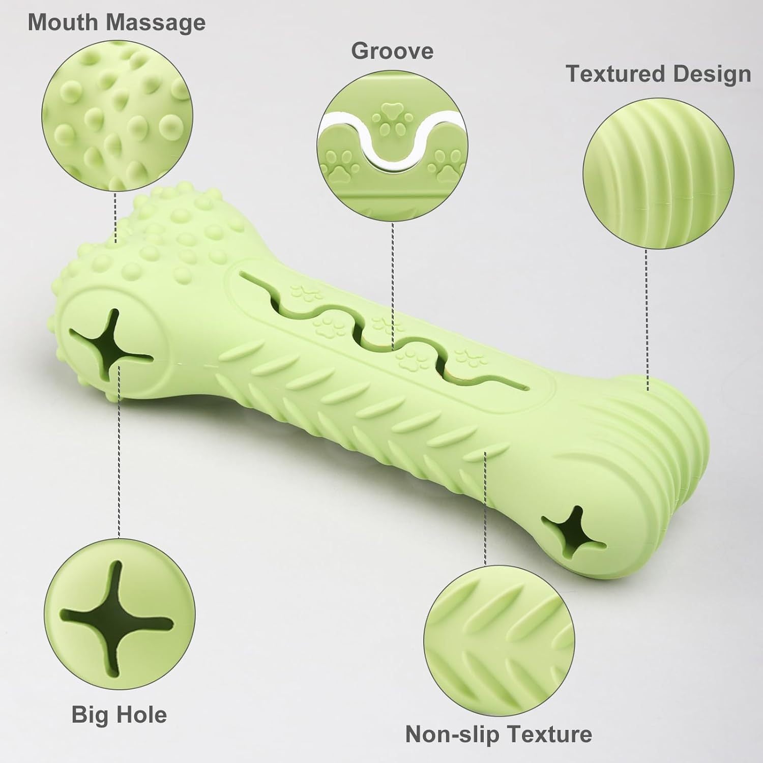 Chew Toys Bone Shape Dog Toys For Aggressive Chewers Durable Natural Rubber  Multifunctional Teeth Cleaning And Gum Massage