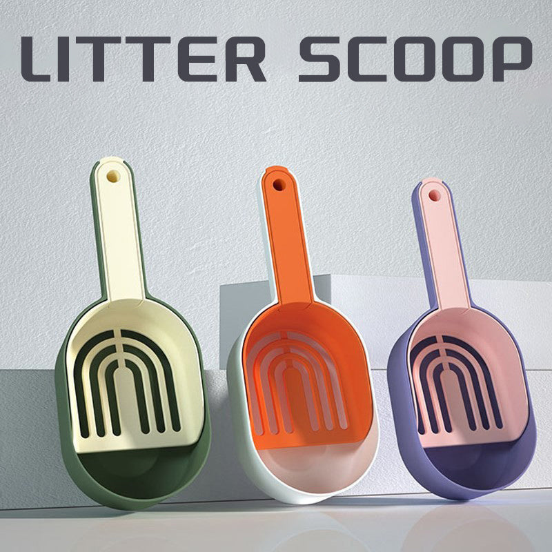Self-cleaning scoop for effortless cat litter tray cleaning