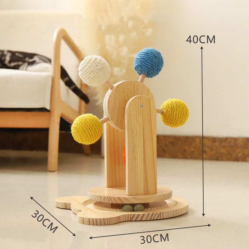Solid Wood Cat Scratch Board with Rotary Design
