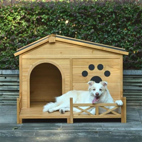 8" Wooden Dog House with Porch and Roof