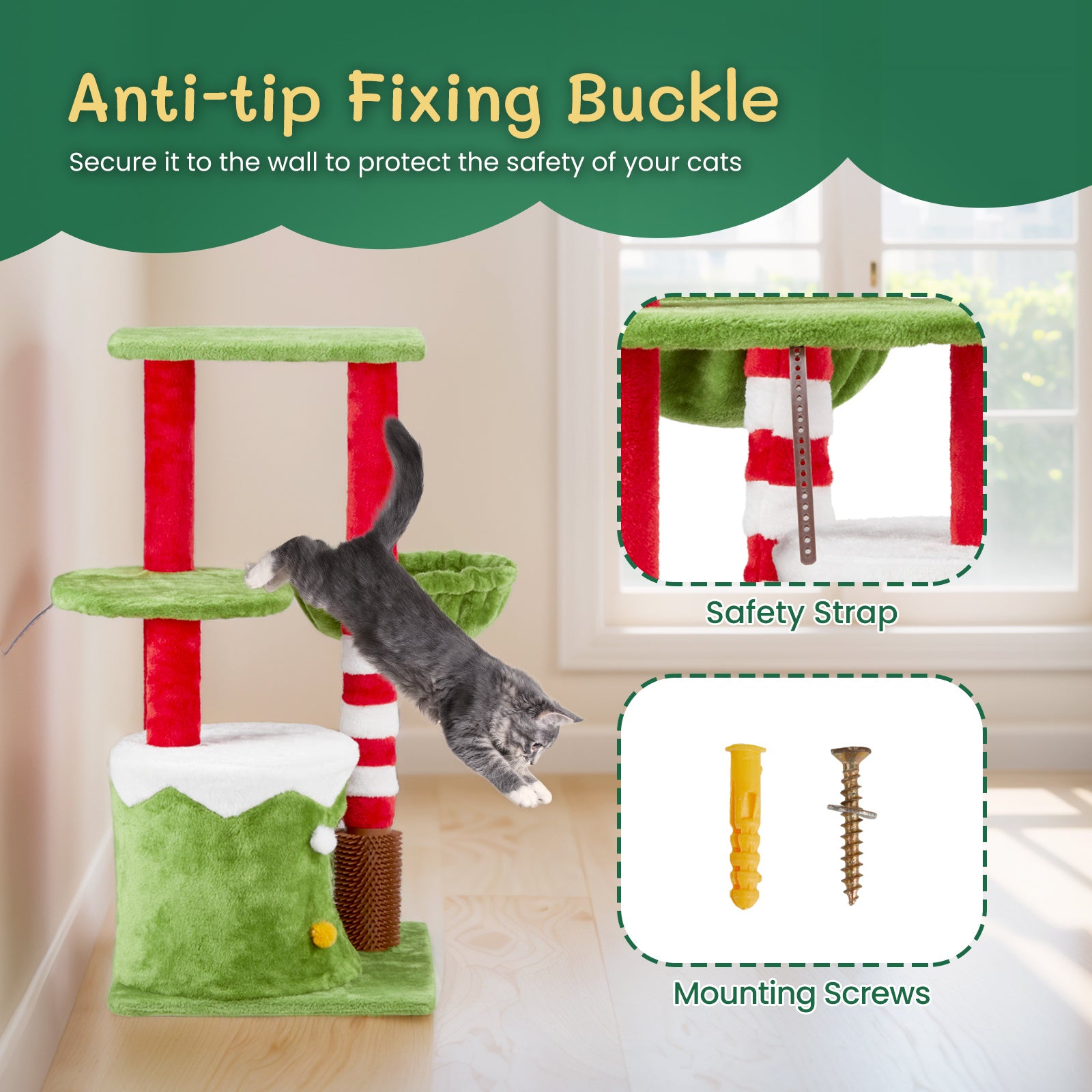 Multi-Level Cat Climbing Frame with Hammock