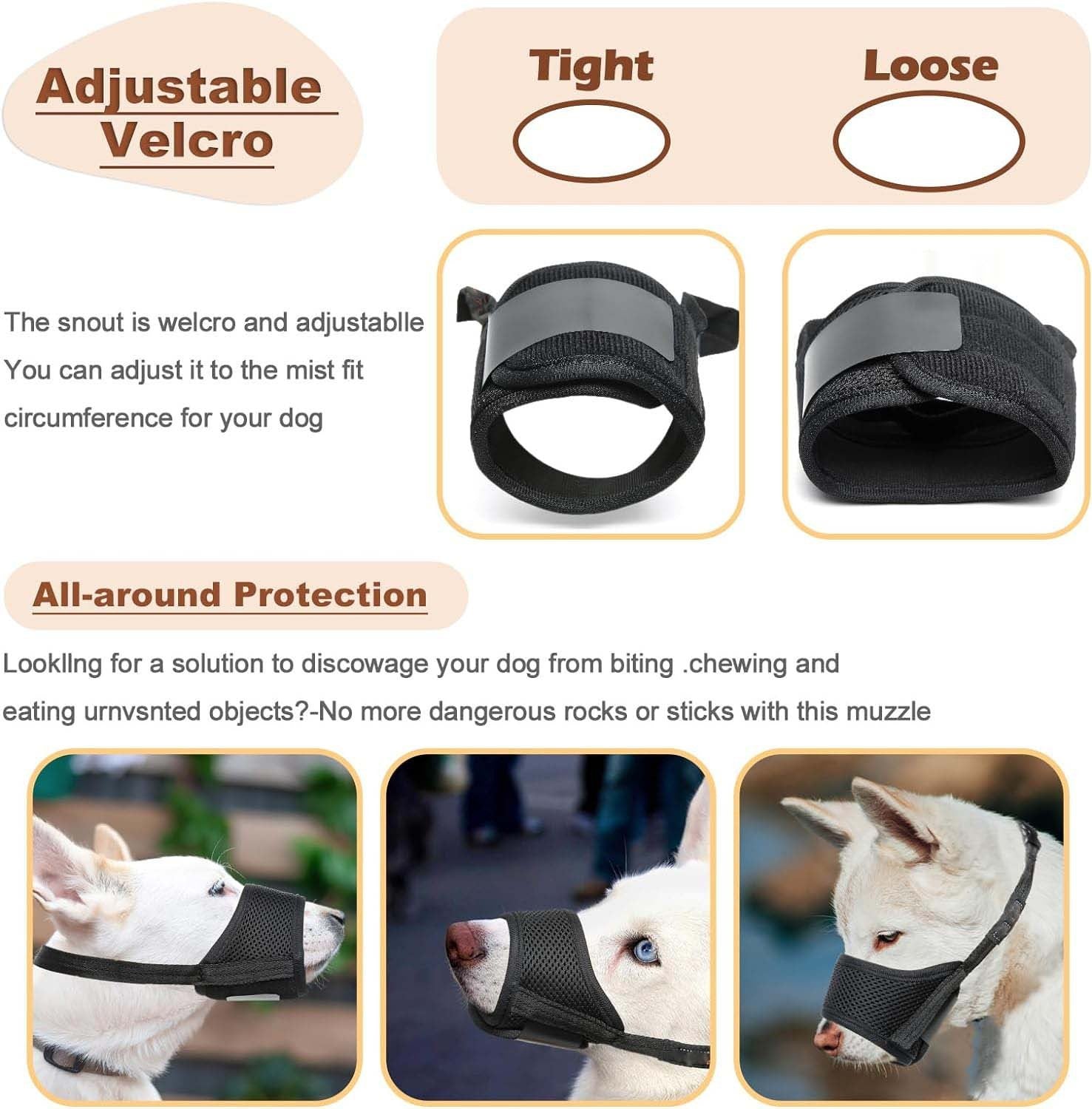 Soft Dog Muzzle for Biting, Chewing, and Licking