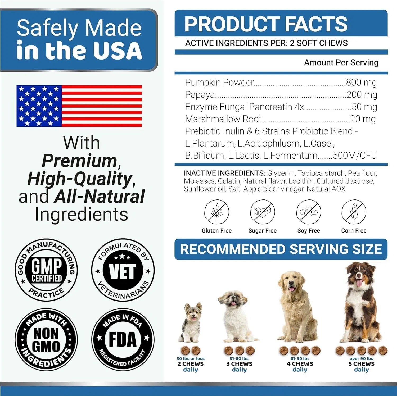 2-Pack Dog Probiotics, Enzymes for Stomach and Constipation