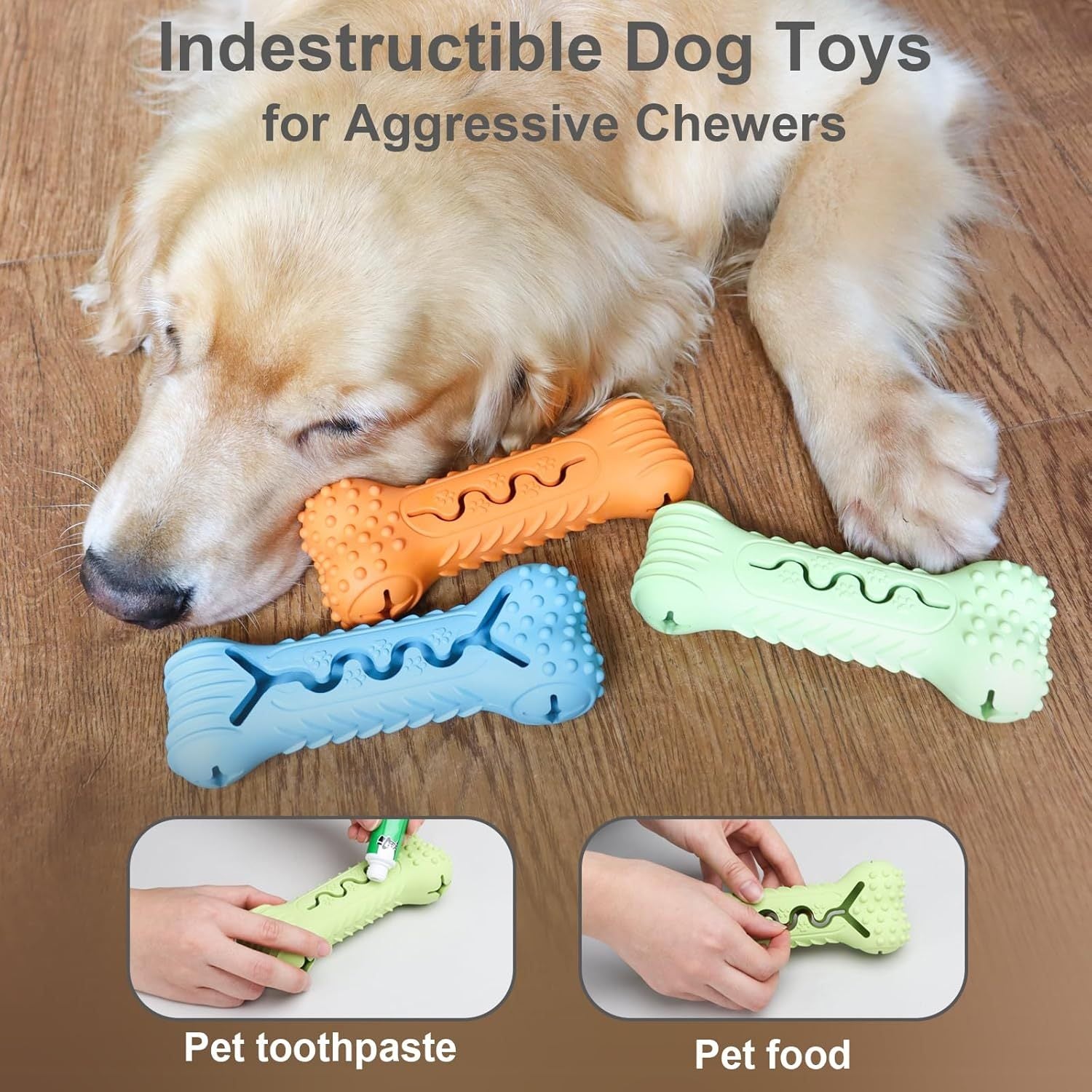 Chew Toys Bone Shape Dog Toys For Aggressive Chewers Durable Natural Rubber  Multifunctional Teeth Cleaning And Gum Massage