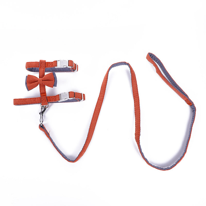 Pet Cat Bow Color-blocked Cotton-filled Leash