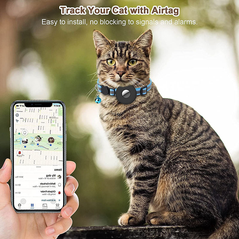 Dog and Cat Collar with Airtag and Reflective Strap