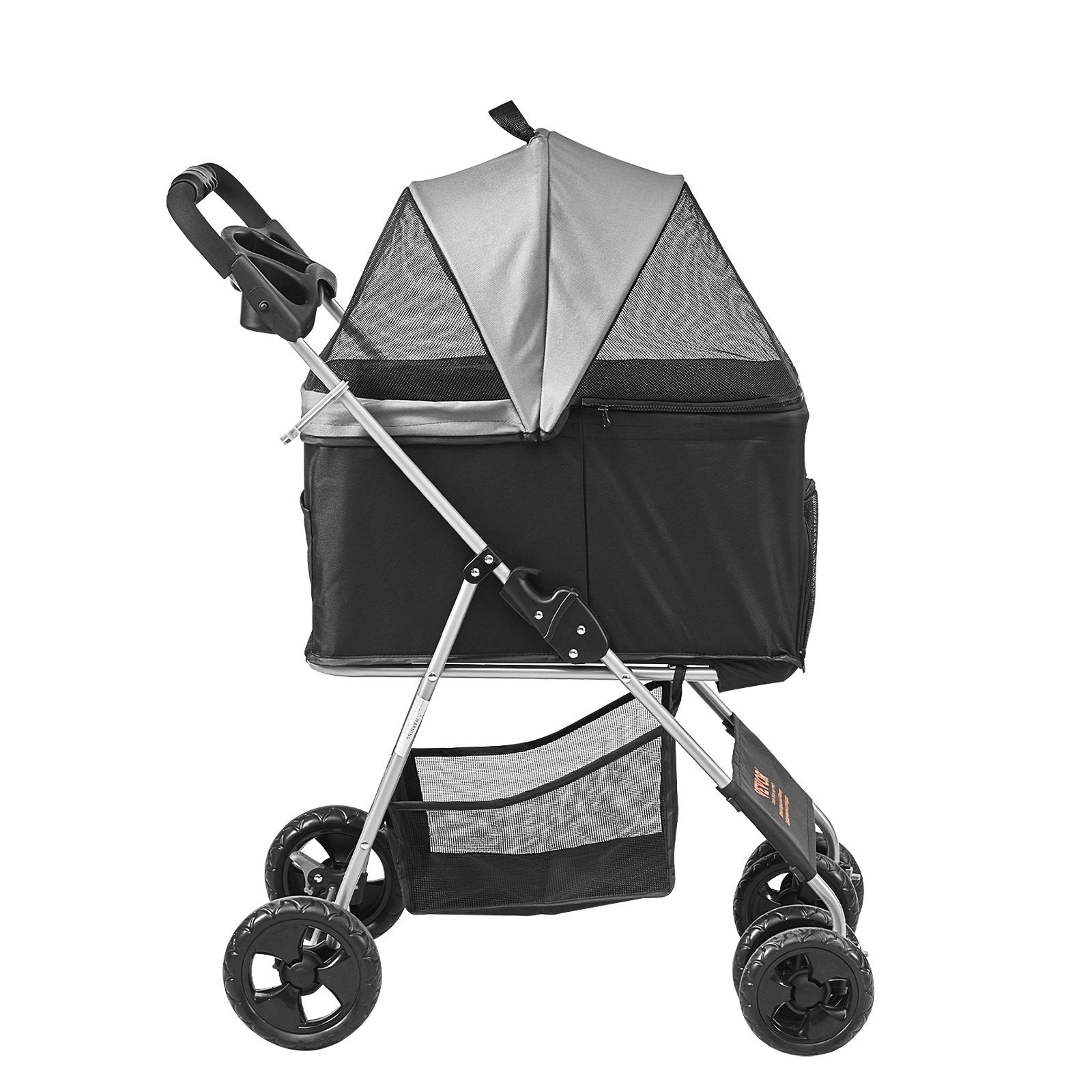 VEVOR Pet Stroller, 4-Wheel Dog Stroller with Brakes, Detachable Carrier, Blacky
