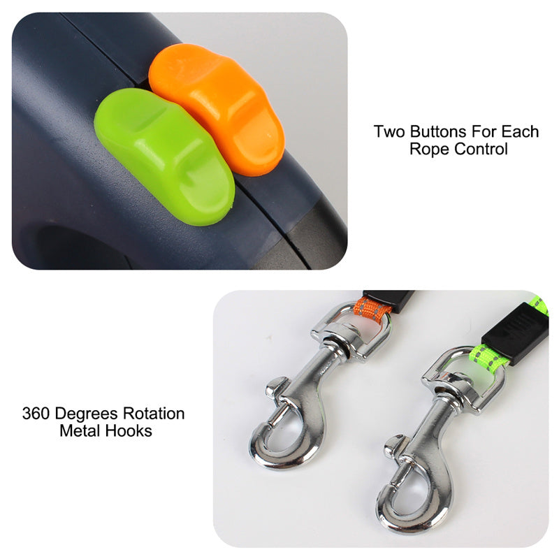 Dual Pet Leash for Small Dogs with 360° Swivel